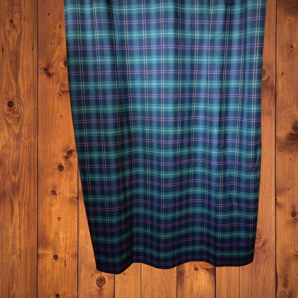 TALBOTS Women's Size 16  Green Tartan Plaid Ruffled Wool Blend Sleeveless Dress - Picture 7 of 8